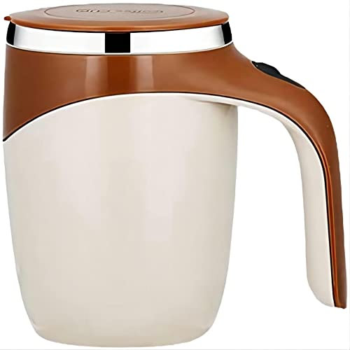 Zhaocaigui Selbstrührende Tasse, automatische magnetische Rührtasse, Kaffeetasse, Edelstahltasse 380ml.Wird in Kaffee, Tee, Medizin und Saft verwendet. (Braun)