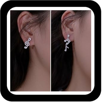 Wendalern Notes de musique boucles d'oreilles pendantes asymétriques zircon cubique notes boucles d'oreilles diamant note de musique boucles d'oreilles pendantes notes cz bijoux pour femmes filles