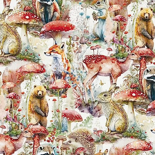 Simon&Siff Peel and Stick Wallpaper Forest Wallpaper 236x17.3Self Adhesive Mushroom/Animal Wall Décor Boho Wall Paper for Bedroom Bathroom Woodland Nursery Renter Friendly Kids Room