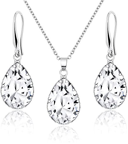 Linawe Schmuck Set Schmucksets, Ohrringe Silber Set Ohrringe Hängend Damenohrringe, Kette Halskette Kettenanhänger Silber Anhänger, Brautschmuck Hochzeiten Modeschmuck Jewelry