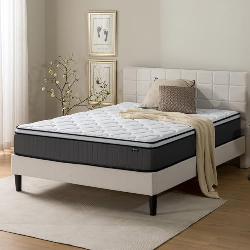 Zinus Materasso a molle insacchettate, poliestere, bianco, 140 x 190 cm