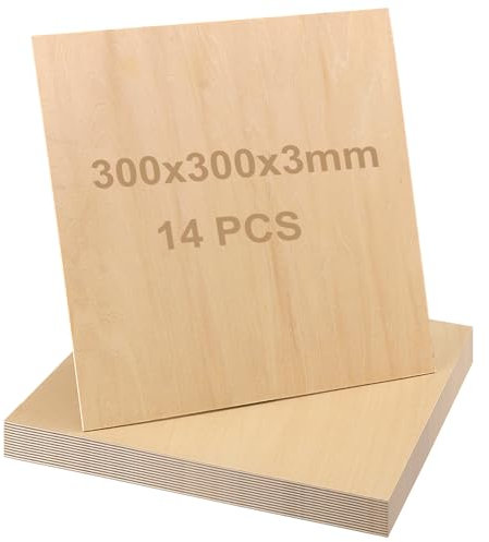 MAKTSAM 14 PCS 300x300x3 mm Balsa Wood Sheets, Unfinished Square Wood Pieces, Blank Wood Board Sheets for Painting Carving DIY Project Burning