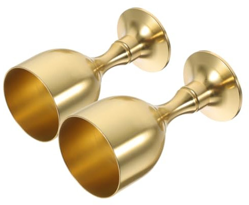 Cabilock Copa De Vino De Latón 2 Piezas Copas De Vino Metálicas De 2.2 Pulgadas Copas De Latón Para Ofrendas Y Decoración Del Hogar