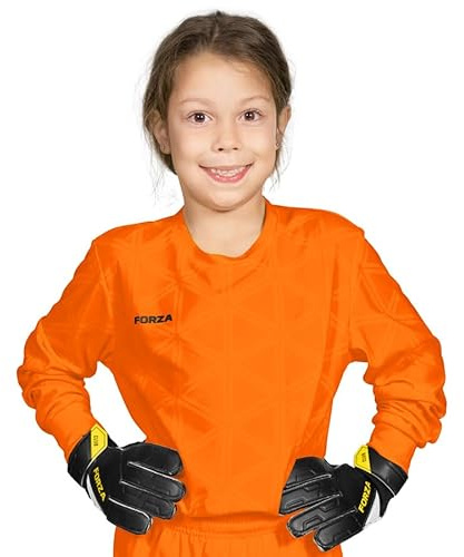 FORZA Långärmad skjorta för barn | ungdoms fotbollströja med snabbtorkande tyg - åldrarna 5-14, Fluro Orange, 11-12 Years