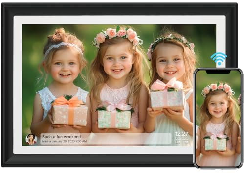 32GB 10.1 Inch WiFi Digital Picture Frame with 1280x800 HD IPS Touch Screen, Send Photo or Videos via App or Email,Support USB Drive/SD Card Extend Storage,Auto-Rotate,Wall Mountable