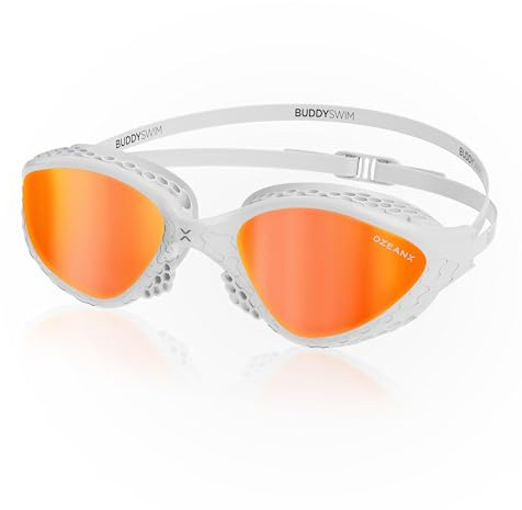 BUDDYSWIM Lunette Piscine Adulte OzeanX. Lunette Natation Homme avec Protection UV400. Lunette de Piscine Femme Antibuée,Verres Panoramiques XVISION. Ajustement Hydrodynamique Confortable pour Piscine