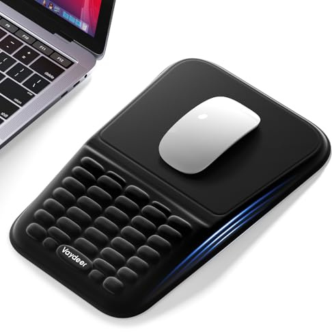 VAYDEER Alfombrilla de Ratón Ergonómica con Reposamuñecas [Postura Saludable] [Alivio del Dolor] [Espuma Viscoelástica] [Suave para la Piel] [Antideslizante] para PC Portátil Escritorio Negro