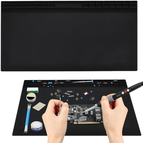 UHETLET Tapis De Soudure Tapis De Soudure Support Résistant Extra Large 70 X 40 Cm Jusqu'À 500 °C Tapis En Silicone Réparation Antistatique Pour Pistolets À Souder Électronique Montres