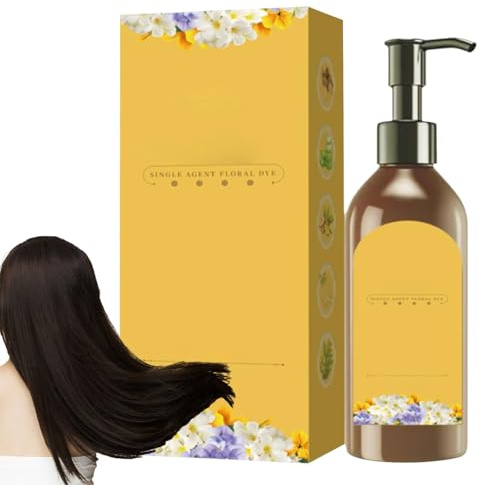 Plant Hair Dye, Single Dose, Flower Fragrance Colouration, Hair Dye for All Hair Types, 300 ml Vegetable Colour Care, Colour Cream for Long-Lasting, Purple