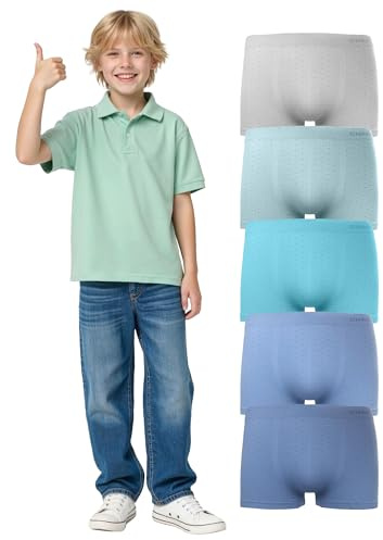 Channo Bóxers Niño sin Costuras: Calzoncillos niños Adolescente Licra Suave Ajuste Ideal Actividades Confort Permanente Pack 5 (Manchitas 4/6)