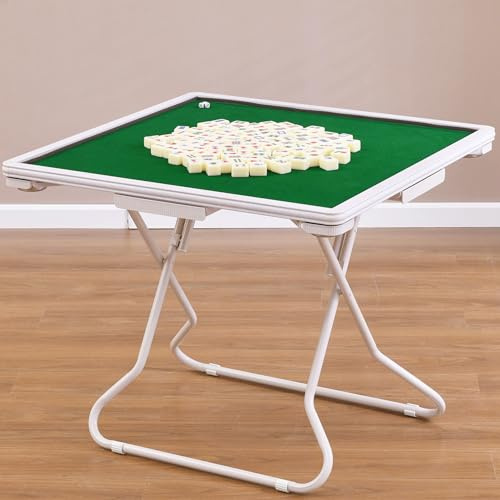 Mesa Mahjong,Plegable para 4 Jugadores, Majiang Poker, Blackjack, Juego portátil, dominó, portavasos y bandejas.