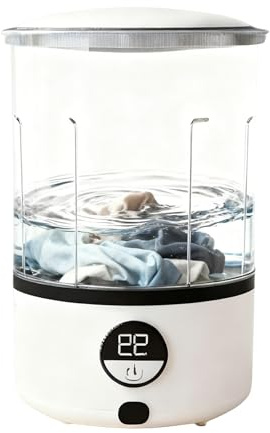 Mini lavadora – Lavadora portátil recargable | 2 modos de limpieza rápida y potente con cubo de taza de 1.5 L, material ABS para el hogar, dormitorio, viajes, camping, al aire libre, caravana, hotel