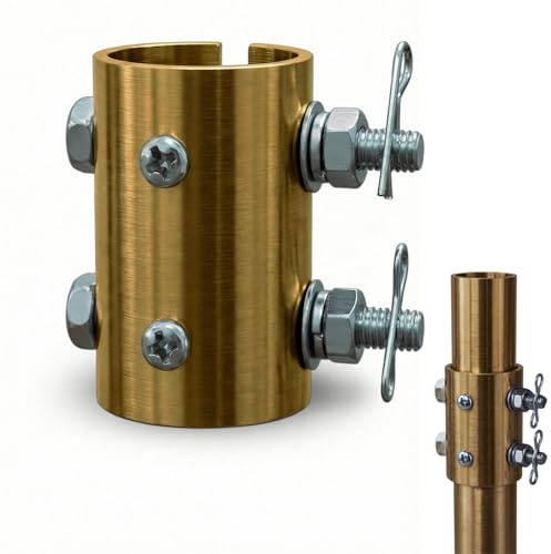 Ceiling Fan Downrod Coupler with Open-Slot Design,1.26 Outer Diameter & 1.8 Length & 2mm Thickness, Fits Various Non-Threaded Ceiling Fan Rods of 1 OD, Includes Secure 2 Safety Clips (Gold)