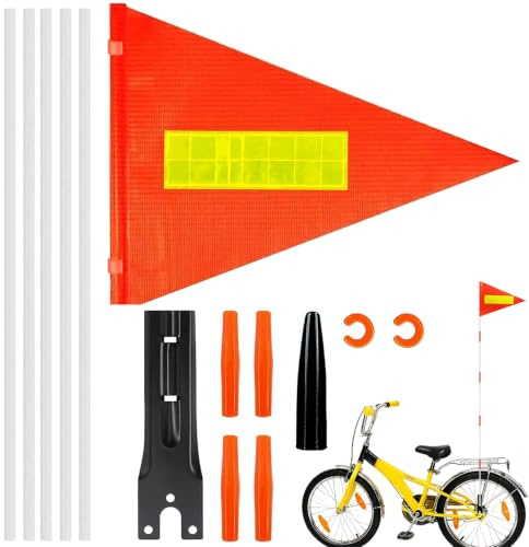Drapeau Vélo Sécurité,150 CM Fanion Sécurité Vélo,Drapeaux de Sécurité,Haute Visibilité,Drapeau De Sécurité De Cyclisme pour Enfants Scooter Fauteuil Roulant en Plein Air
