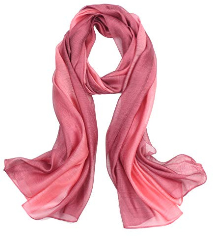 Scarf for Women Cotton Silk Scarves Elegant Gradient Color Lightweight Fashion for Spring Winter Scarves Shawl Wraps (Pink-1)