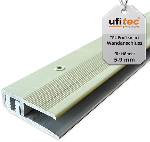 ufitec® Profi smart profilsystem för vinylgolv – lämplig för belägghöjder på 5–9 mm – aluminium anodiserad – guld ljus – (avslutningsprofil – längd: 270 cm, guldljus)