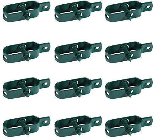 Lot de 12 tendeurs de fil plastifié vert pour clôture, maille, étendoir, en métal de jardin pour poteaux, lot de 12 pièces (12 pièces)