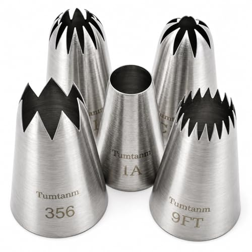 Piping Tips Large Cake Decorating Tools, 5 Pack Cake Piping Nozzles Tips Kit - DIY Icing Nozzle Tool for Cupcakes