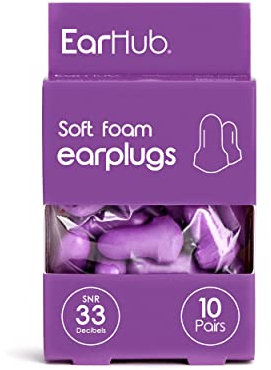 EarHub Sleepwell Lot de 10 paires de bouchons d'oreilles en mousse souple pour protection auditive 33 dB Idéal pour le sommeil, également utilisés pour les voyages, le travail, les études et les
