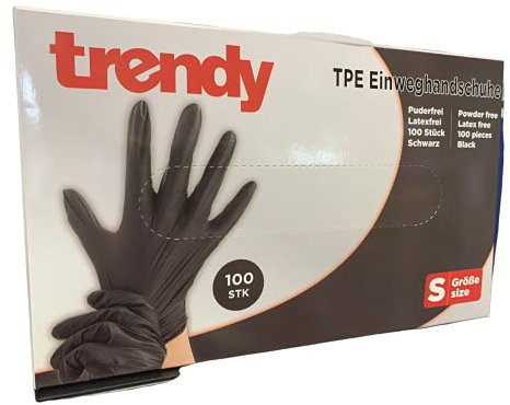 TPE - Guanti usa e getta in lattice, confezione da 100 pezzi, colore: Nero