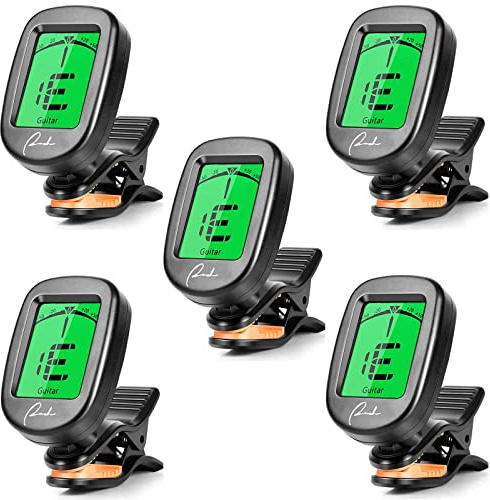 Ranch 5-Pack Chromatic Clip-On Tuner for Guitar, Ukulele, Bass, Violin, Banjo