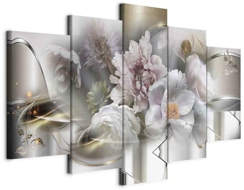 artgeist Acoustic Canvas Wall Art Print Retro Flowers 40x20 in - 5pcs Picture with Acoustic Foam Sound Print Artwork Room Acoustics Soundproofing - Peonies Floral Abstract a-C-10081-b-a