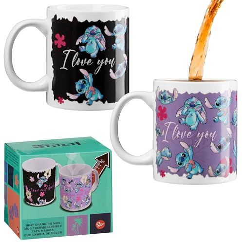 Disney Stitch Coffee Mug Women Teenagers Girls 312ml Ceramic Heat Colour Changing Mug Gift Set - Stitch Gifts for Her