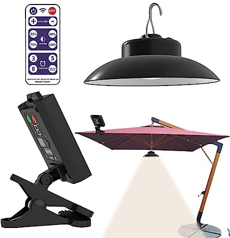 Solar Parasol Lights Outdoor Waterproof, Solar Parasol Lights with Remote, Solar Powered Clip-On LED Umbrella Pole Light, Umbrella Light for Beach Tent Camping Garden