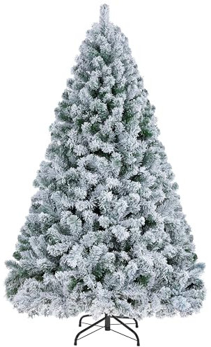 Yaheetech 5ft Christmas Tree Snow Flocked Artificial Tree Holiday Decorative with Foldable Stand 532 Tips