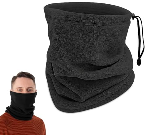 Udbrud Thermique Tour de Cou, Cache Cou Tubulaire d'hiver Polaire Neck Warmer Cache-Cou Cordon de serrage Réglable Taille Universelle pour l'extérieur, le Ski, le Vélo, la Course à Pied