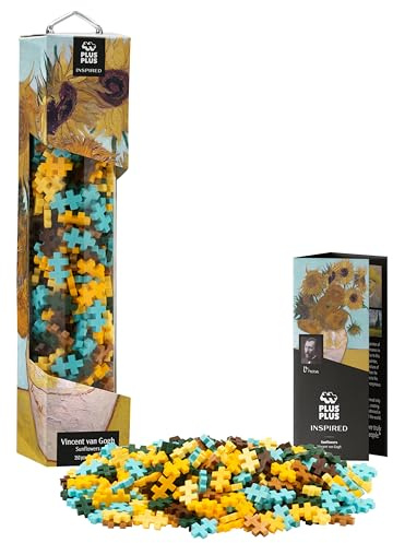 Plus-Plus: Ispirato - Van Gogh, Girasoli - 350 Pezzi - Open-Ended, Giocattolo per Costruzione d'Arte, Mini Puzzle Blocchi ad incastro, Bambini dai 7 anni in su