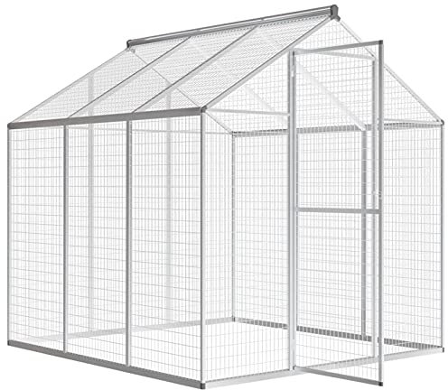 BAZZI Papegoja voljär stor fågelvoljär utomhus aluminium silver 183 x 178 x 194 cm