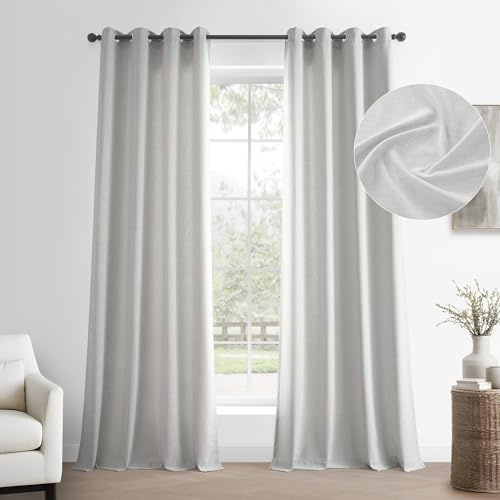 HPD Half Price Drapes Basic Faux Linen Curtains Grommet - 120 Inch Long Pair - 2 Panels - 50W x 120L - Natural Linen Curtain for Living Room, Bedroom, Dinning Room, Modern Farmhouse Drapes, Off White