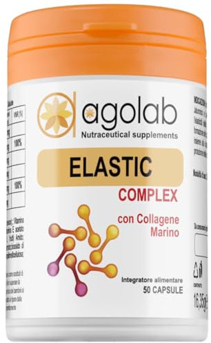 COLLAGENE MARINO con Acido ialuronico 50 Capsule con Vitamina C, Bacche di Goji, Beta Carotene | ELASTIC COMPLEX è prodotto in Italia da AGOLAB
