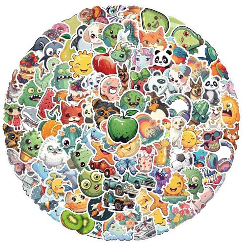 Pegatinas lindos animales frutales 100 unidades,pegatinas para álbumes de recortes, kit de suministros para diario retro estético,calcomanías de vinilo