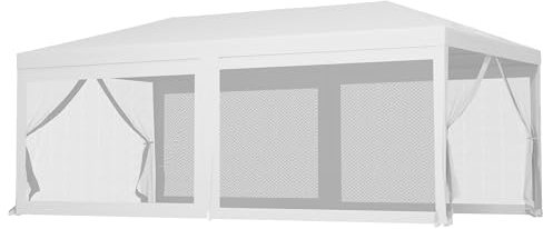 Outsunny Tente de réception extérieur Barnum tonnelle 6 parois Amovibles, pour Les fêtes, évènements, dim. 6L x 3l m, Blanc