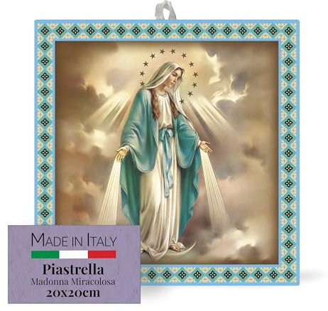FRATELLI BONELLA - Piastrella 20x20 cm in Ceramica Raffigurante la Miracolosa - Piastrella con Figura Sacra da Appendere - Piastrella in Ceramica
