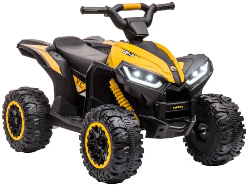 HOMCOM Barn fyrhjuling elektrisk 12 V barnfyrhjuling med 35 W motor för 3–5 | Framåt, bakåtfunktion, musik, USB-port, horn, LED-strålkastare, 3–6 km/h, elektrisk fyrhjuling