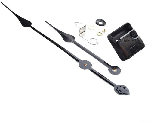 WIIYENA Kit de mécanisme de mouvement d'mecanisme horloge murale à couple élevé, silencieux, à quartz, kit de réparation avec aiguilles longues pour grande horloge de 50 à 60 cm (noir 2)