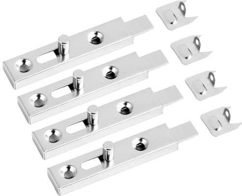 Verrou meuble acier Fermeture Porte | BALL | 50 x 13.5 mm - Receveur 9 mm | 4 Pièces | Loquets de Serrure Robustes pour Armoire, Placard, Cuisine, Salle de Bain et Garage