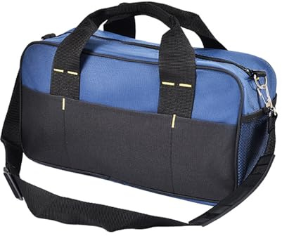 Werkzeugtasche, 1 Große Kapazität Tool Bag & 8 Externe Steckplätze, Handwerker Tasche mit Schultergurt und Tragegriff, für Hausgebrauch, Elektriker, Gartenarbeit - Blau