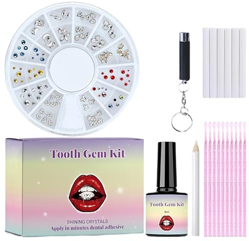 Kit de pierres dentaires à faire soi-même - Élégantes pierres précieuses amovibles pour femme - Bijoux de dents en cristal de diamant brillant - Décoration dentaire tendance et durable - Parfait pour