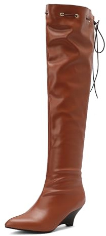 Lizoleor Classique Compensées Pointu Femme Bottes Au-Dessus Du Genou