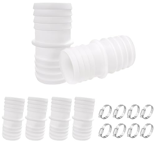 JYNVO 4 pezzi Adattatore per tubo flessibile da piscina, connettore per tubo flessibile da piscina con 8 fascette stringitubo, adattatori per tubo da 38 a 38, per piscine, giardini