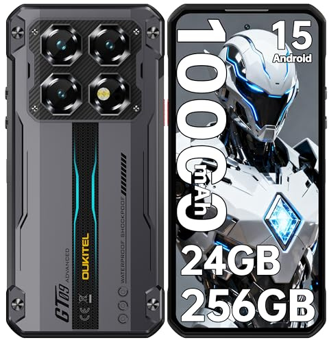 OUKITEL WP60 Telefono Móvil Irrompible Android 15, 24GB+256GB Móvil Indestructible 5G, 10000mAh/33W, 7,2'' HD+ 120Hz Pulgadas, 108MP+32MP Teléfono Smartphone, IP68/69K/5G Dual SIM/NFC/OTG/GPS, Negro