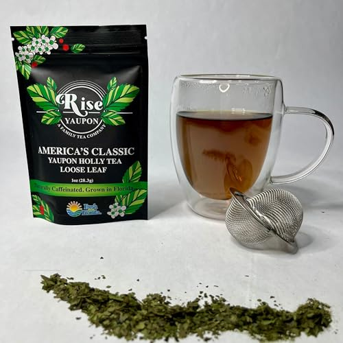 Rise Yaupon America's Classic Yaupon Holly Tea, 1 oz Loose Leaf Tea, Made with 100% Florida-Grown Yaupon Holly, Naturally Caffeinated, Never Bitter