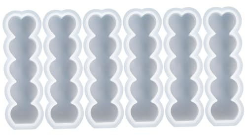 Cabilock 6pcs Heart Shape Silicone Candle Molds for DIY Crafts Valentine’s Day Scented Candle Wax Molding Kit Non-Stick for Wedding Party Decorations