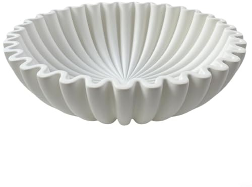 Ciotola decorativa in resina con sofisticato bordo smerlato increspato, centrotavola per la casa per tavolini da caffè, sale da pranzo o credenze, ornamento per contenere frutta, potpourri o oggetti
