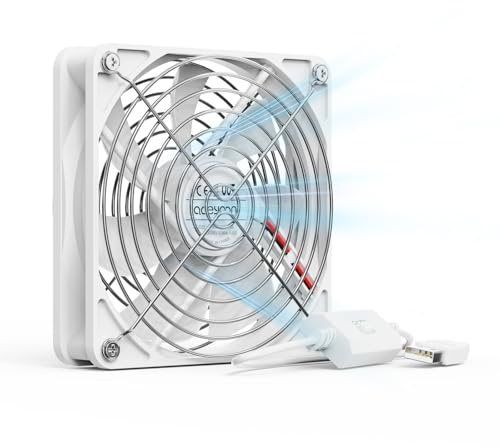 aceyoon Ventilador USB 80mm 5V con 3 velocidades ajustables L/M/H, flujo de aire USB para ordenador portátil, caja de TV, PS4, PS5, router, blanco