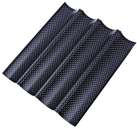 OUNONA - und perforiert Franzsisch Brot Backformen Form f¨¹r 4Brote Wave Baker (schwarz)
